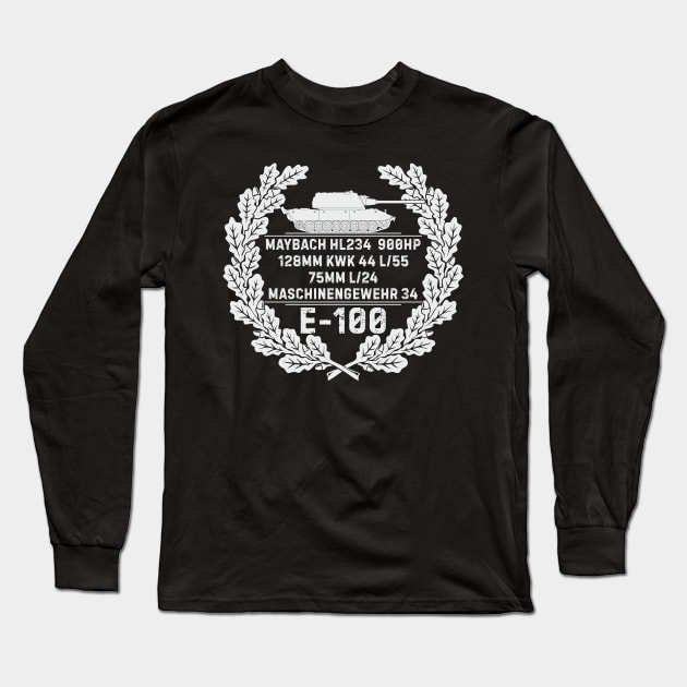 German tank E-100 in a wreath of oak leaves Long Sleeve T-Shirt by FAawRay